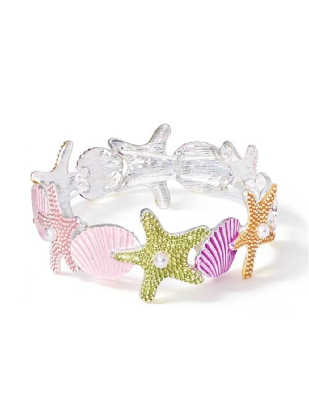 Summer Beach Starfish Shell Elastic Bangle Bracelet